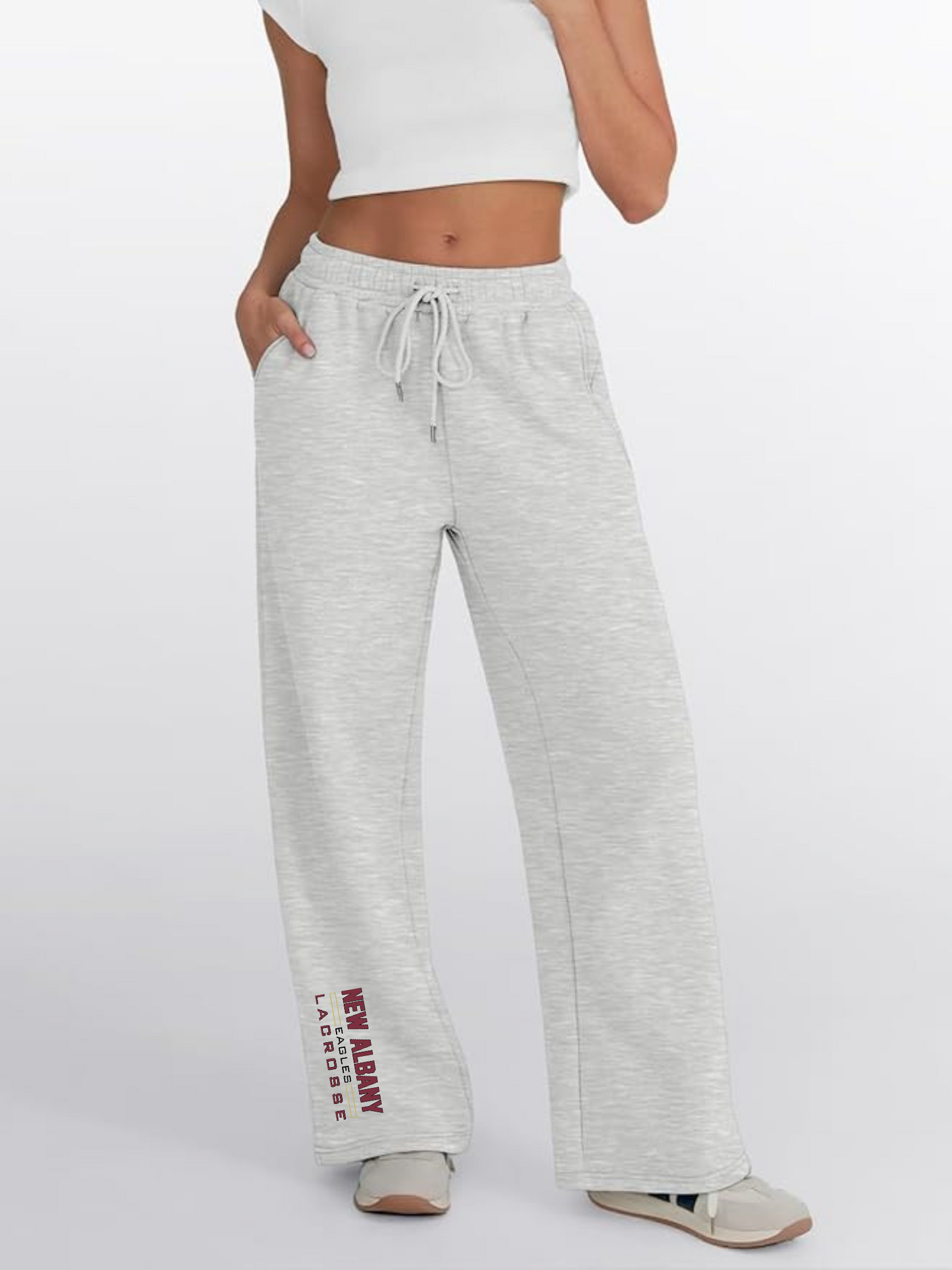 "New Albany Eagles Lacrosse" Fleece Wide-Leg Women’s Sweatpants
