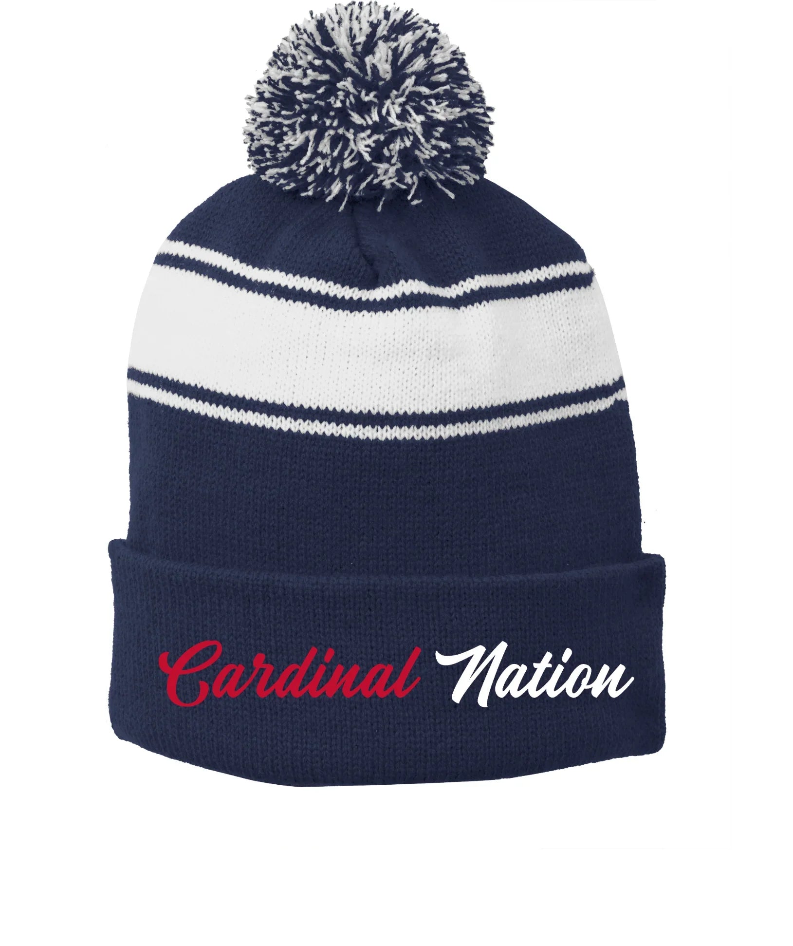 Thomas Worthington "Cardinal Nation" Ice Hockey Embroidered Knit Pom Hat - Varsity92