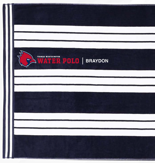 "Thomas Worthington Water Polo" Embroidered Personalized Striped Towel