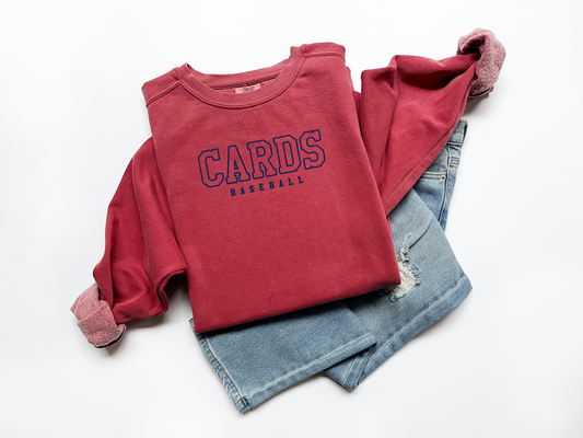 "CARDS Baseball" Comfort Colors Women's Vintage Sweatshirt