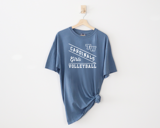 "TW Cardinals Girls Volleyball" Comfort Colors Unisex Vintage Tee
