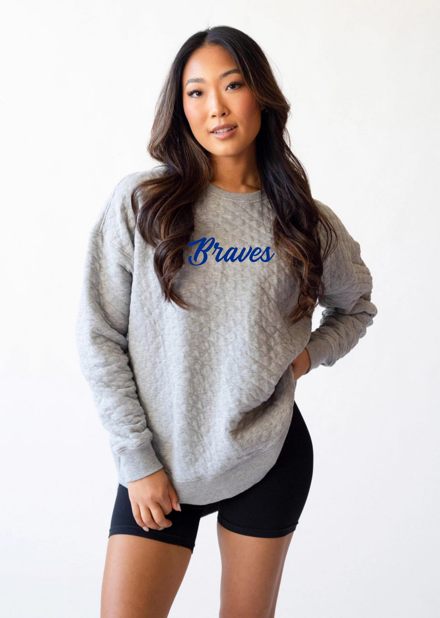 "Braves" Embroidered Women's Quilted Pullover