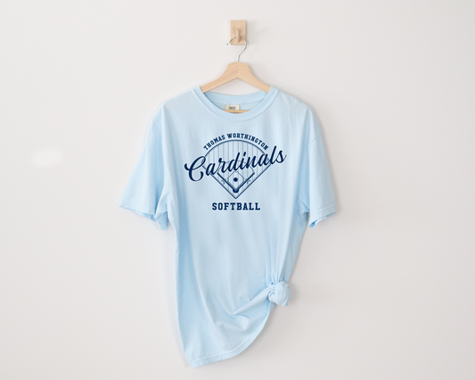 "Thomas Worthington Cardinals Softball" Comfort Colors Women's Vintage Tee