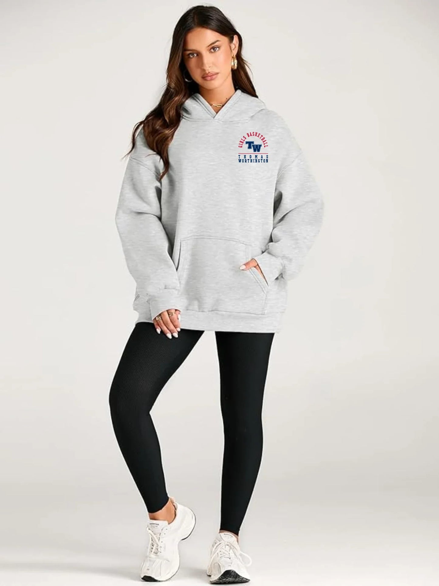 "Thomas Worthington Girls Basketball" Women's Oversized Hoodie - Varsity92