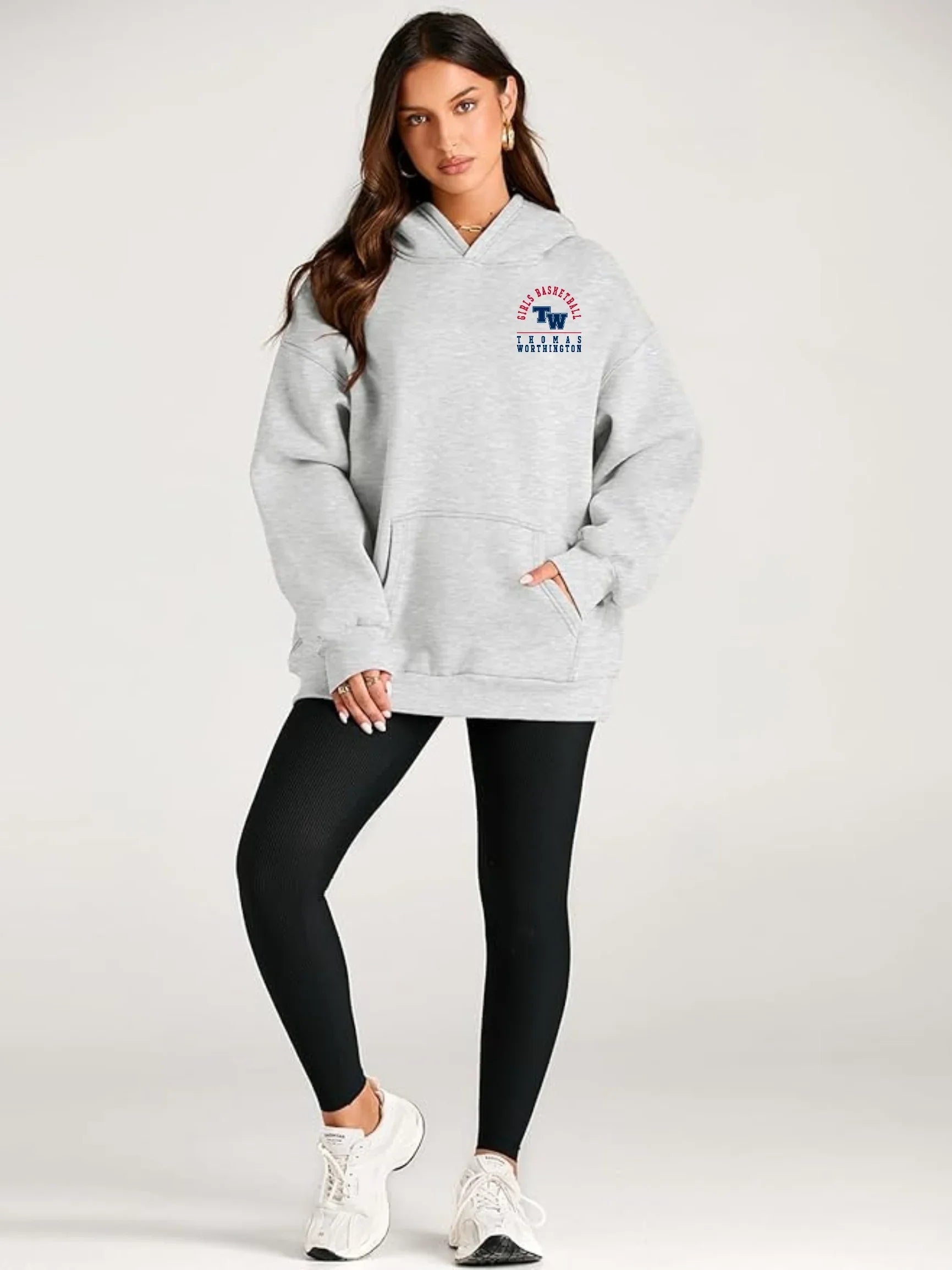 "Thomas Worthington Girls Basketball" Women's Oversized Hoodie - Varsity92