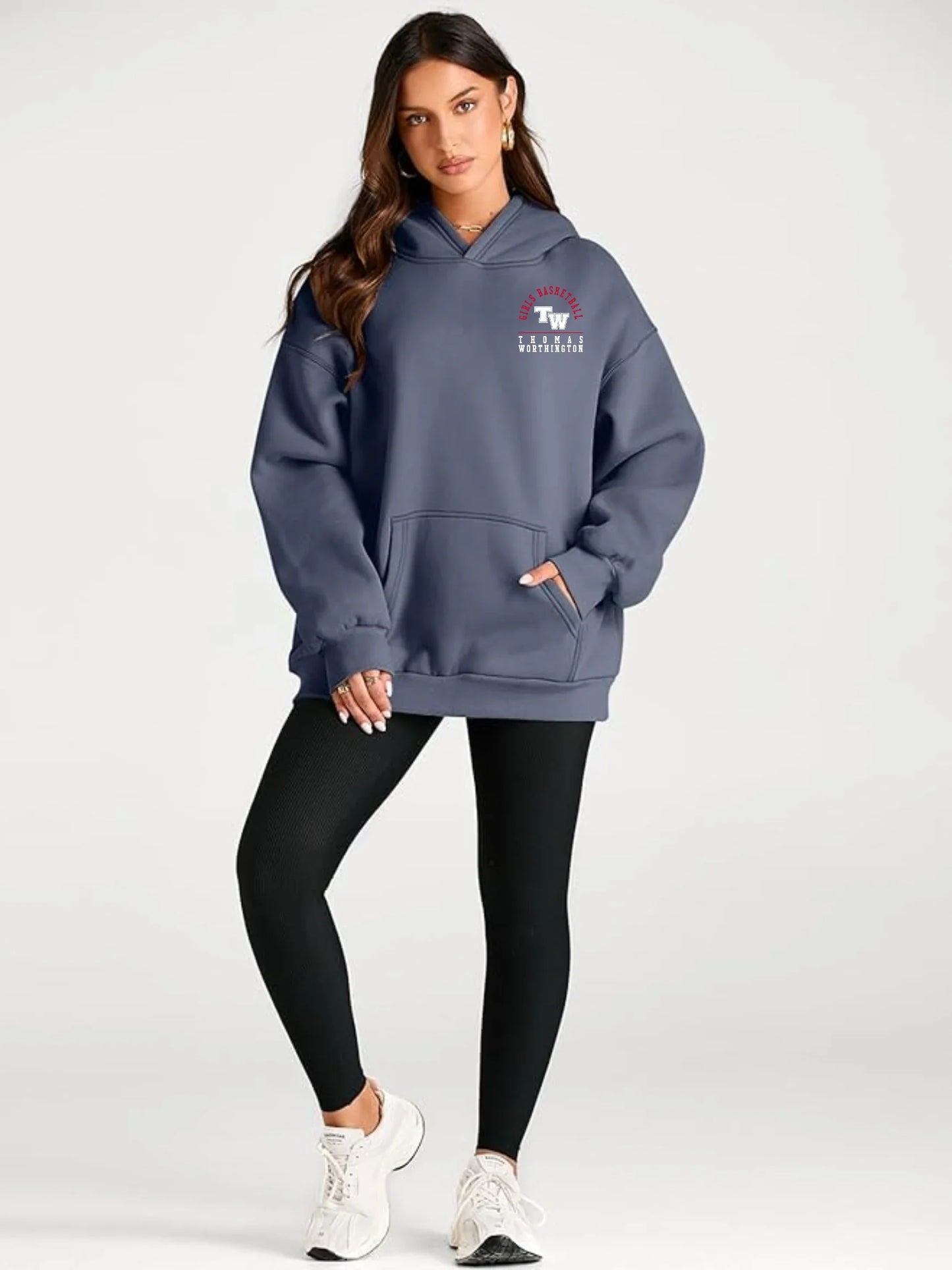 "Thomas Worthington Girls Basketball" Women's Oversized Hoodie - Varsity92