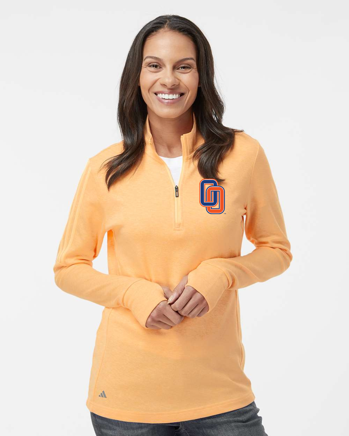 Olentangy Orange "OO" Adidas 3-Stripe Women's Quarter Zip Sweater