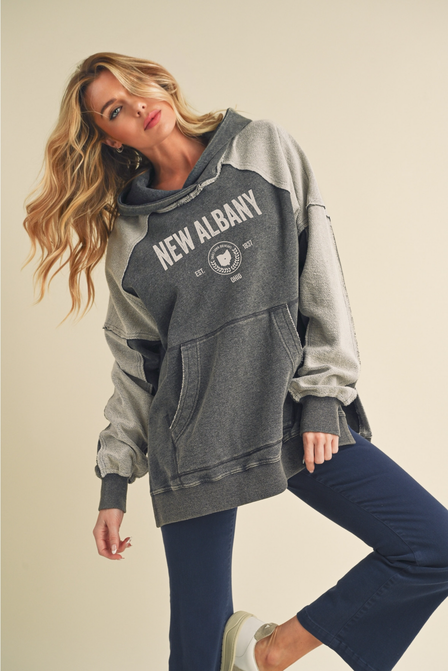 "New Albany Est 1837”  Women's Relaxed Washed Hoodie