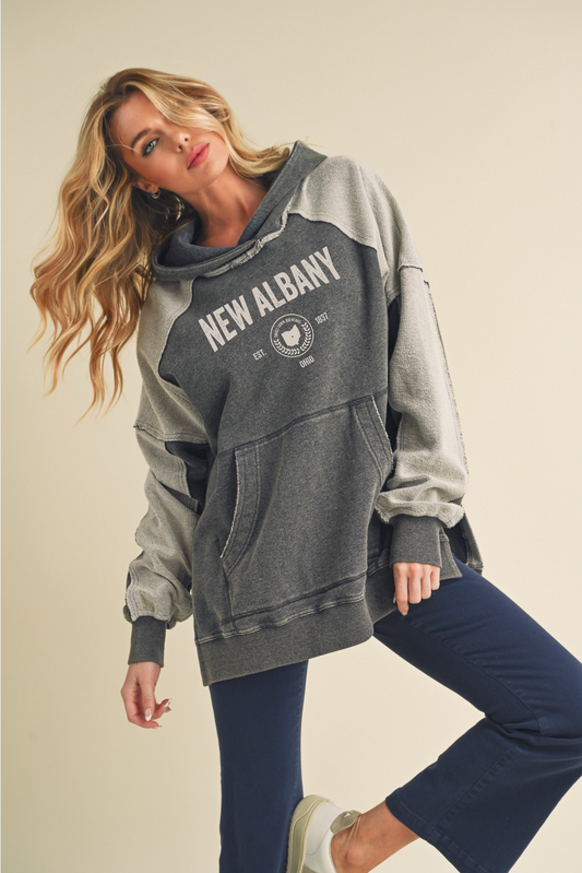 "New Albany Est 1837”  Women's Relaxed Washed Hoodie
