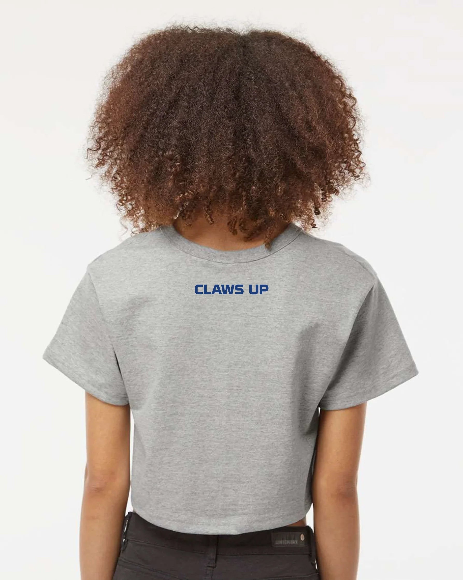 Olentangy "Berlin Bears Gymnastics" + "Claws Up" on Back Champion Boxy Fit Crop Tee - Varsity92