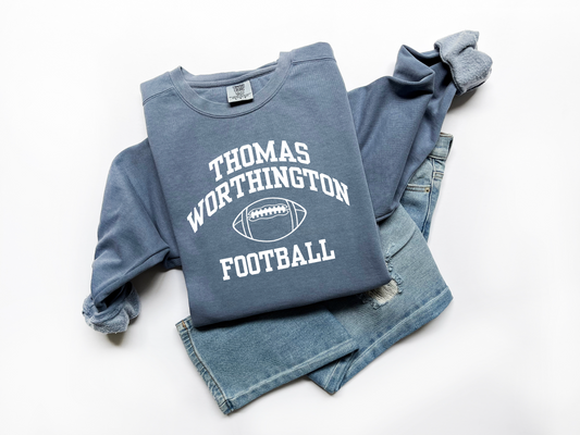 "Thomas Worthington Football" Comfort Colors Vintage Sweatshirt