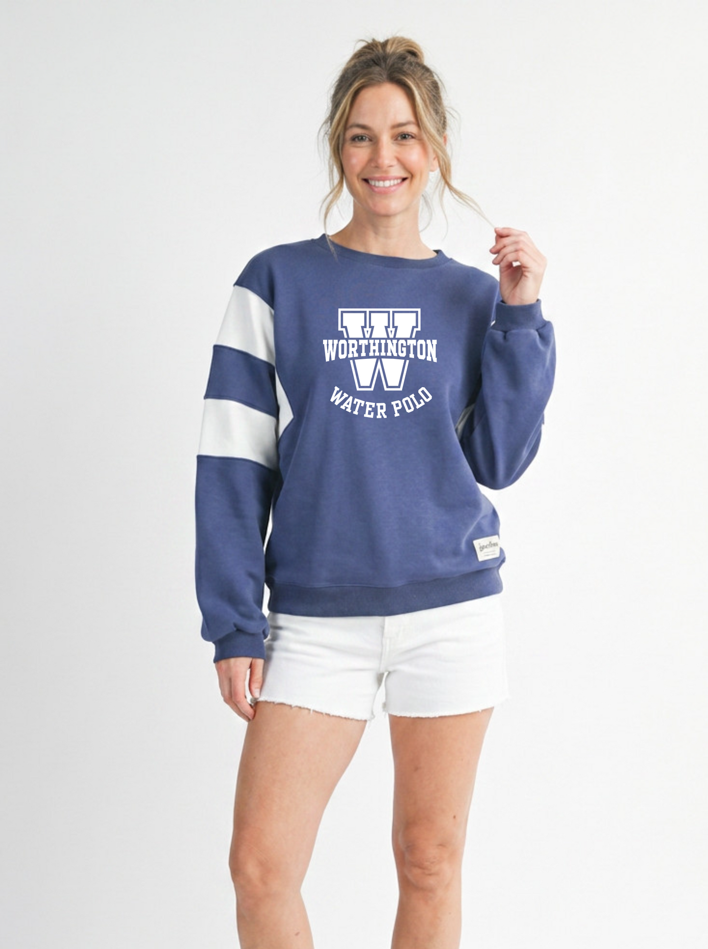 "Worthington Water Polo” Varsity Stripe Sweatshirt