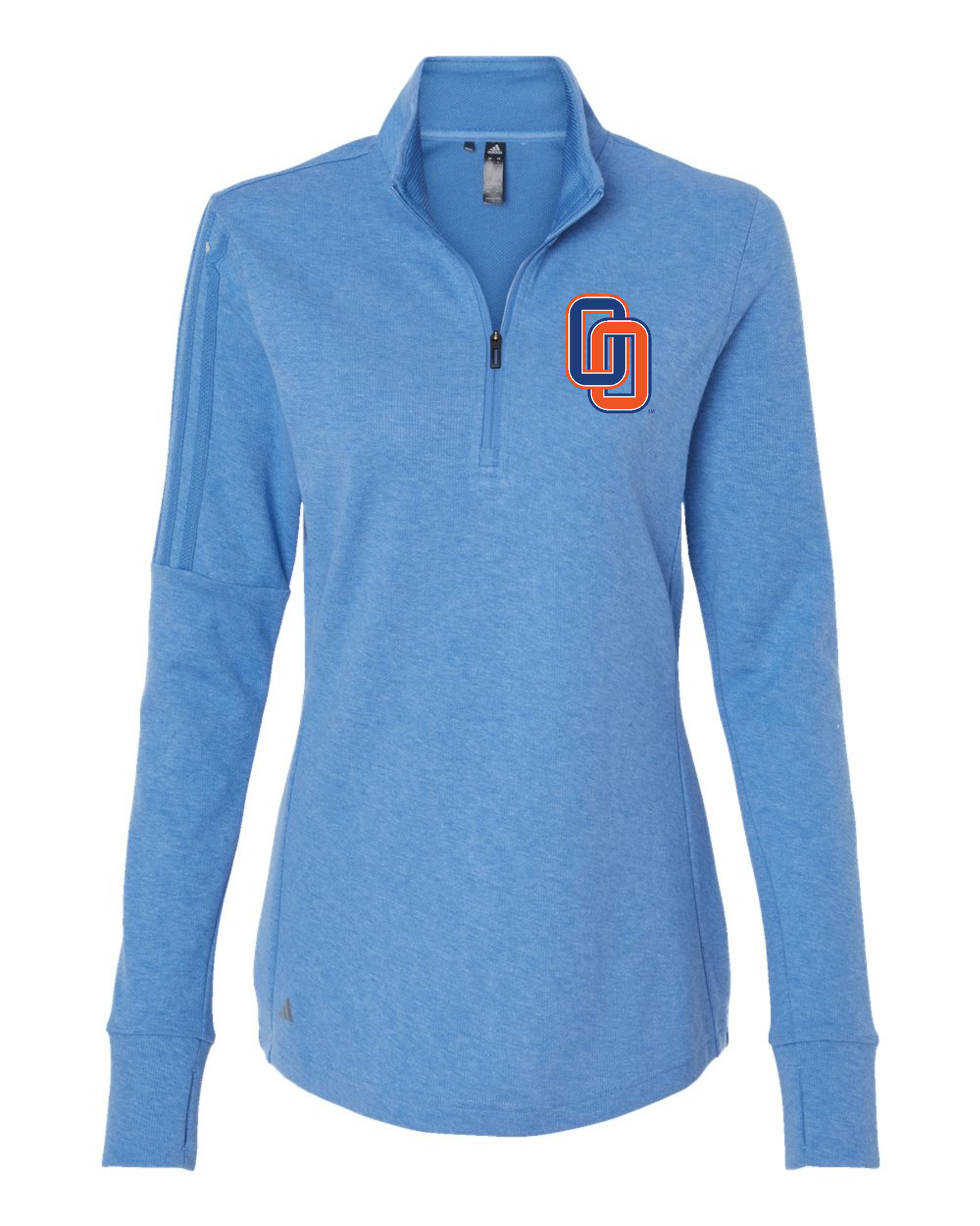 Olentangy Orange "OO" Adidas 3-Stripe Women's Quarter Zip Sweater