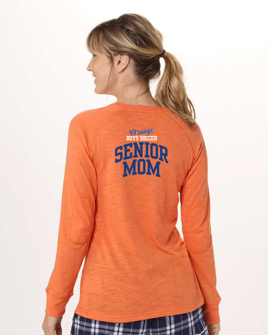 "Orange Boys Soccer Senior Mom" Personalized Long Sleeve Sporty Tee