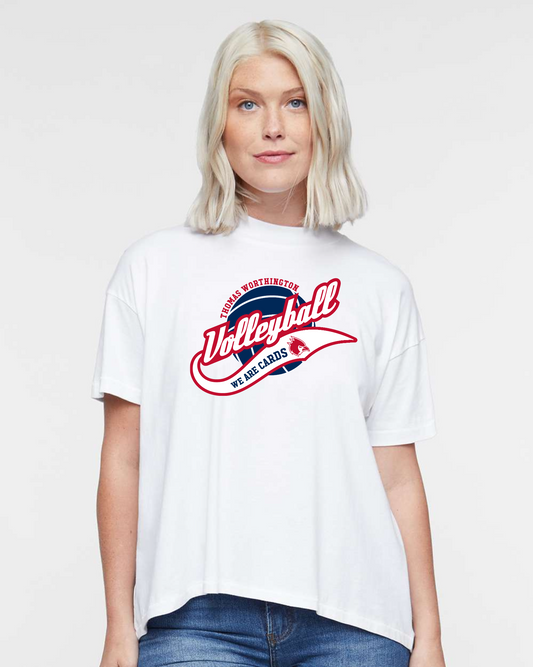 "We Are Cards" Thomas Worthington Volleyball Women's Hi-Lo Relaxed Tee