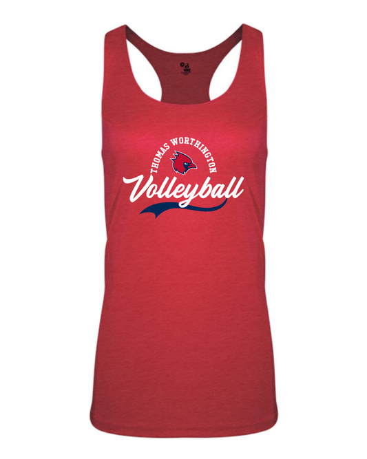 "Thomas Worthington Volleyball" Script Performance Women's Racerback Tank