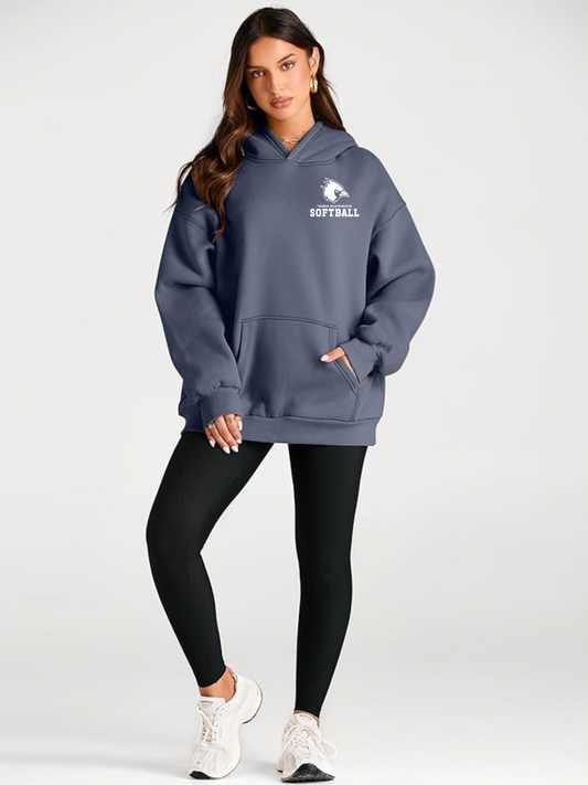 "Thomas Worthington Softball" + Hood Graphic Women's Oversized Hoodie