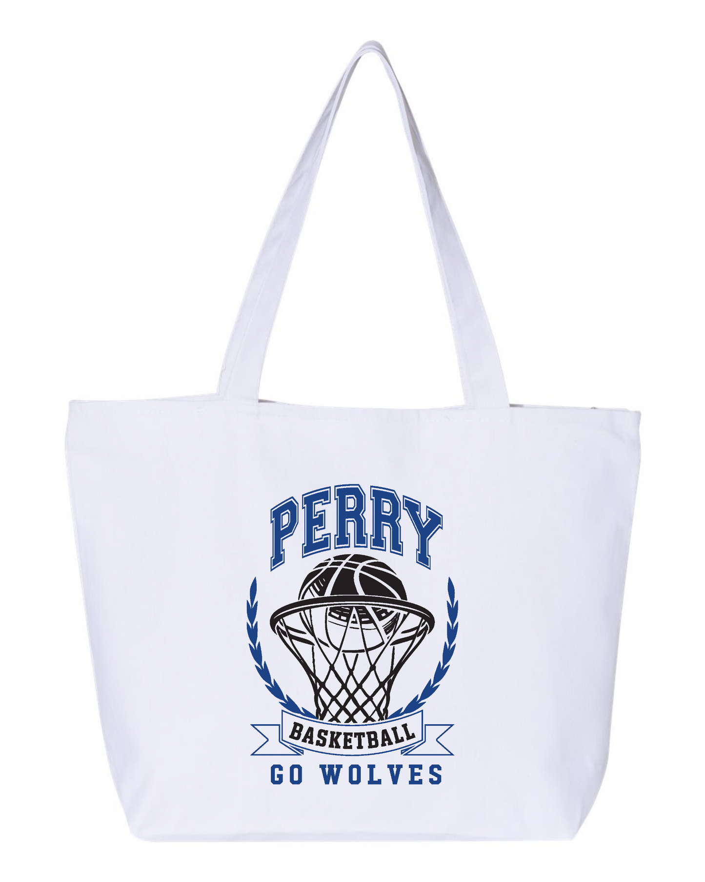 Worthington "Perry Basketball, Go Wolves" Zippered Canvas Tote