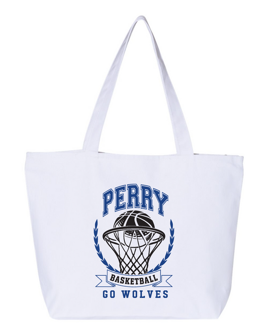 Worthington "Perry Basketball, Go Wolves" Zippered Canvas Tote
