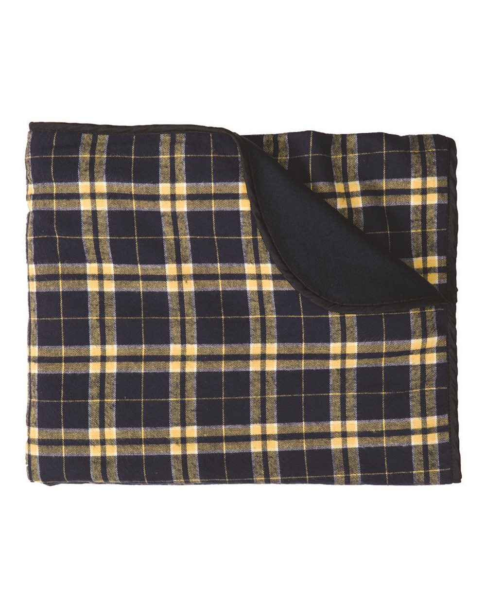 V92 Navy & Gold Boxercraft Flannel and Fleece Blanket