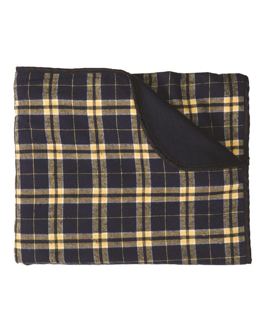 V92 Navy & Gold Boxercraft Flannel and Fleece Blanket