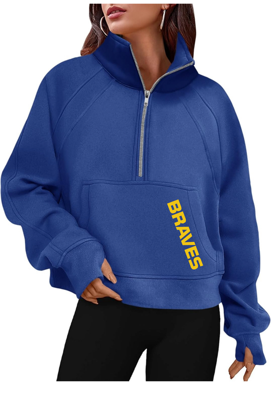 “Braves” Half Zip Cropped Women’s Sweatshirt