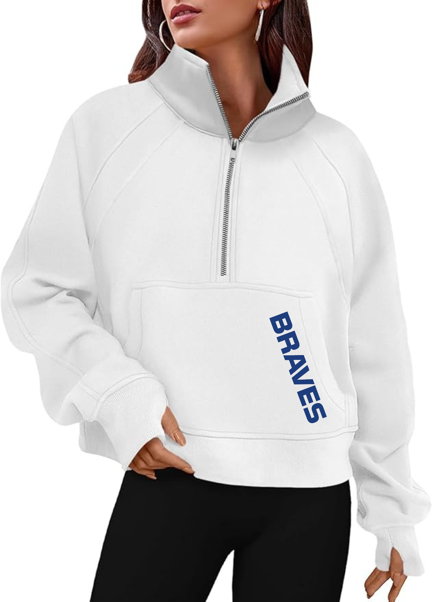 “Braves” Half Zip Cropped Women’s Sweatshirt