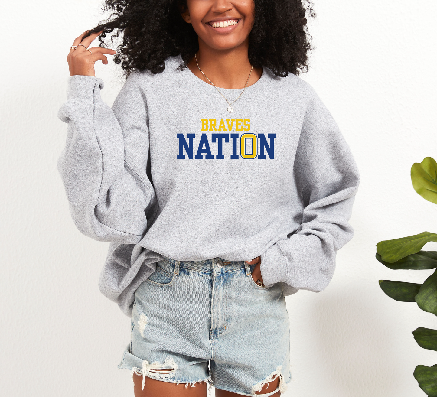 "Braves Nation" Gildan Heavy Blend Crew Sweatshirt