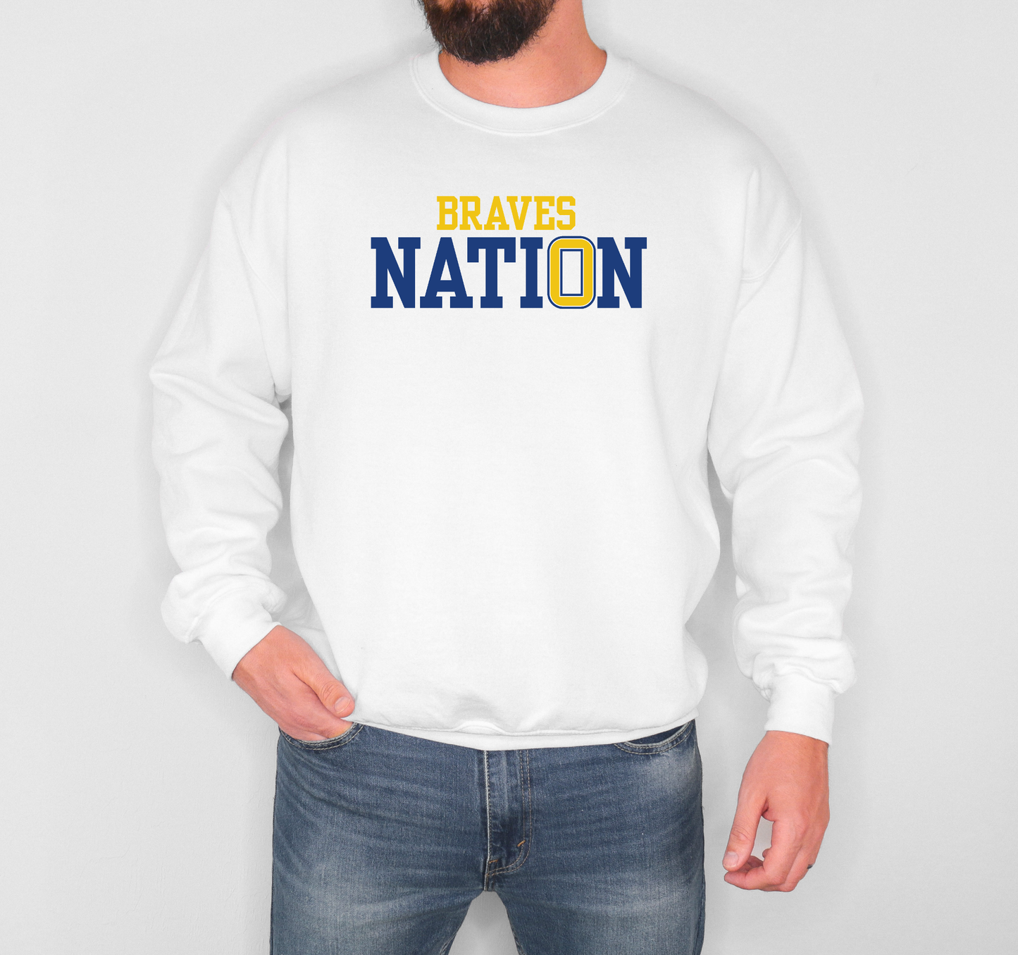 "Braves Nation" Gildan Heavy Blend Crew Sweatshirt