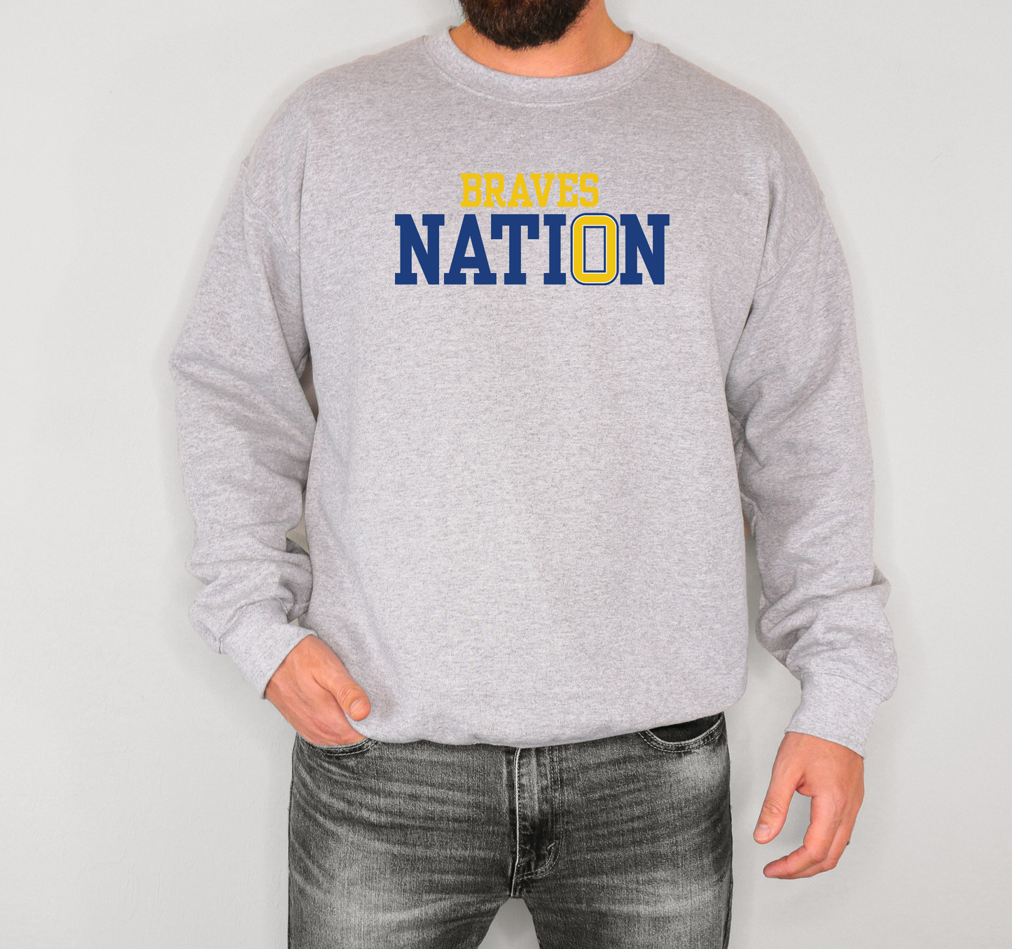 "Braves Nation" Gildan Heavy Blend Crew Sweatshirt