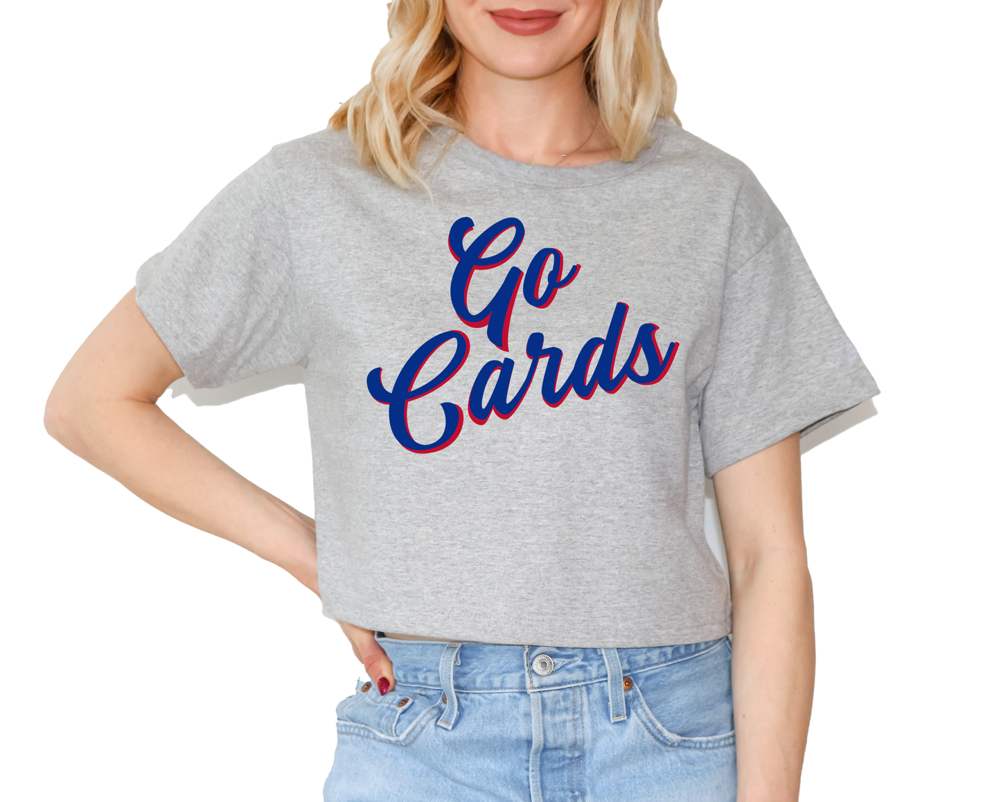 "Go Cards" Women's Champion Boxy Fit Crop Tee