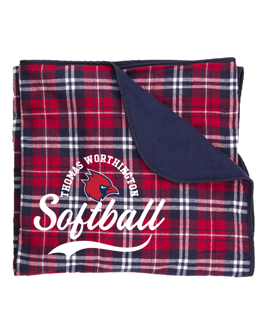 TWHS Softball Boxercraft Flannel and Fleece Blanket