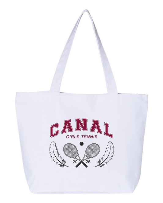 "Canal Girls Tennis" Zippered Canvas Tote