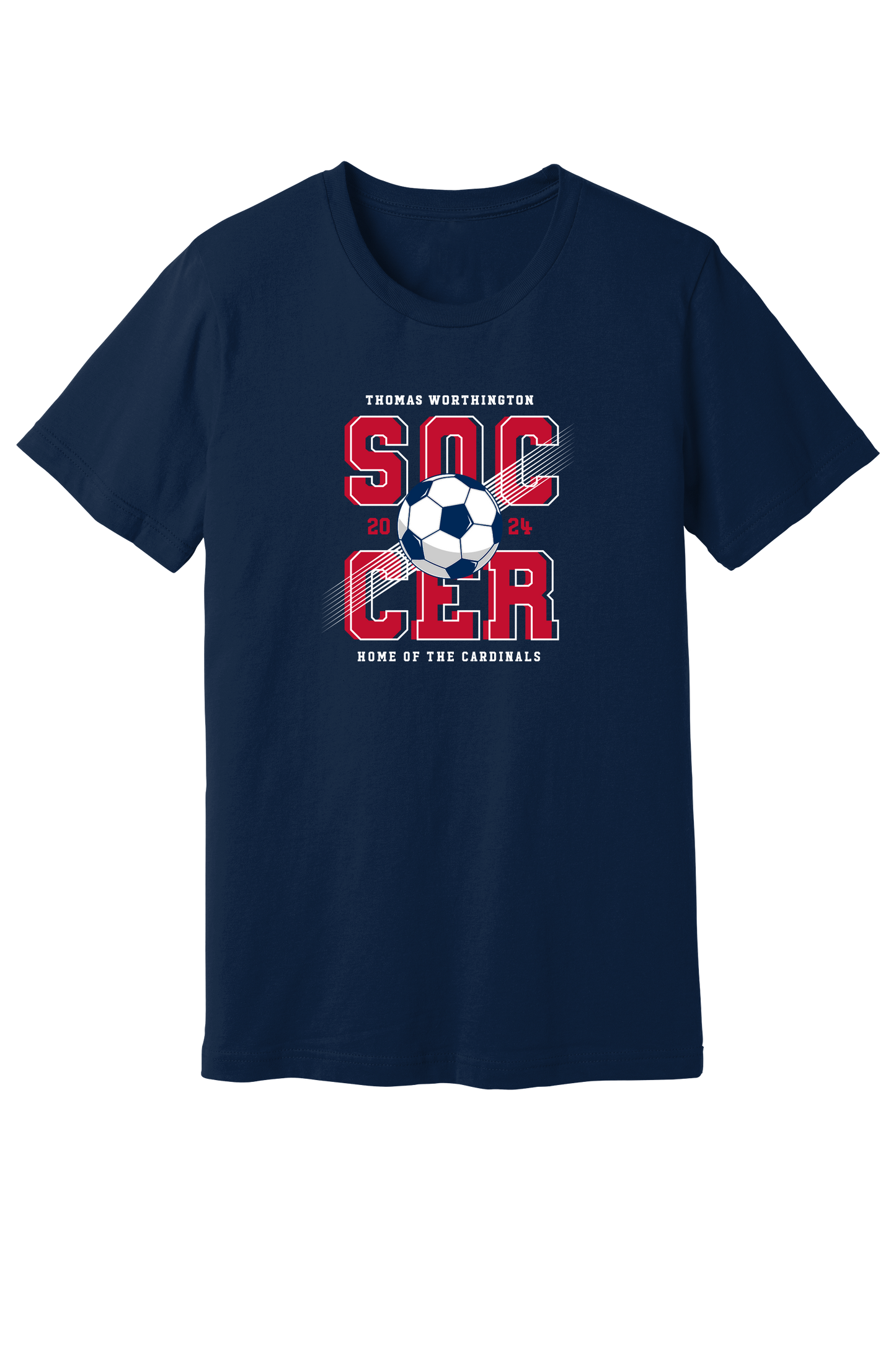 "Thomas Worthington Soccer: Home of the Cardinals" Gildan Softstyle Comfort Unisex Tee