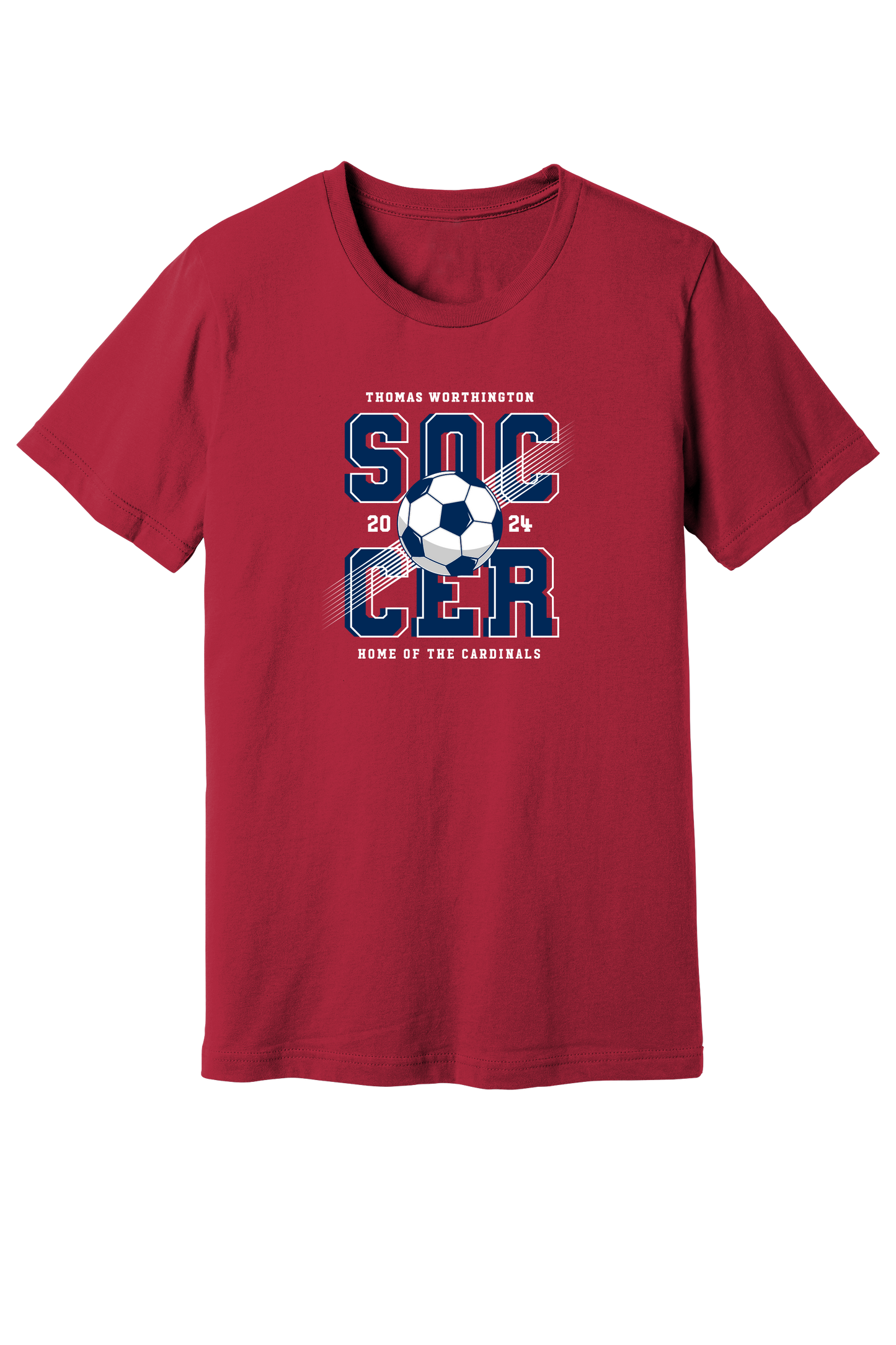 "Thomas Worthington Soccer: Home of the Cardinals" Gildan Softstyle Comfort Unisex Tee