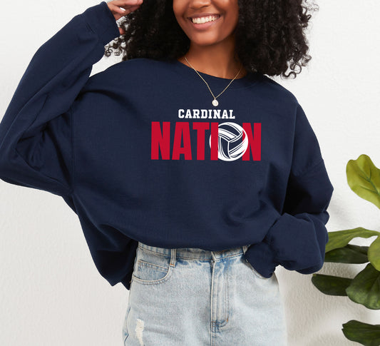 "Cardinal Nation" Volleyball Gildan Comfort Heavy Blend Crew Sweatshirt